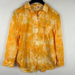 Anthropologie pilcro Yellow/orange tie dye embroidered button shirt size XSP